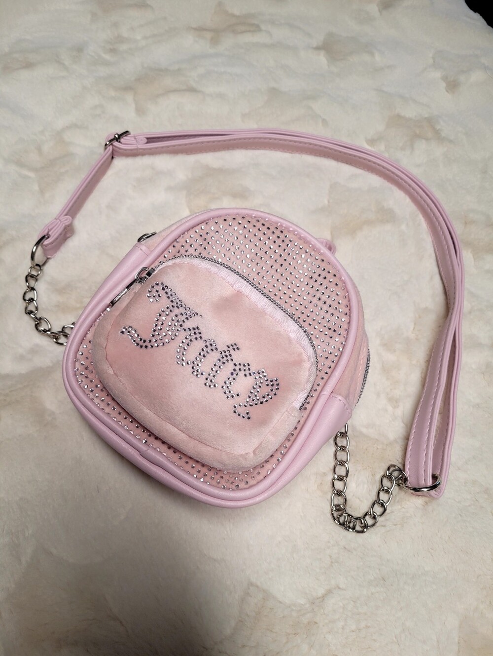 Juicy Couture Kids Pink Rhinestone Accent Crossbody Bag